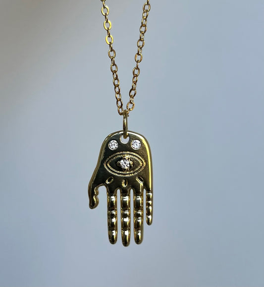 Good Vibes Only Hamsa Necklace