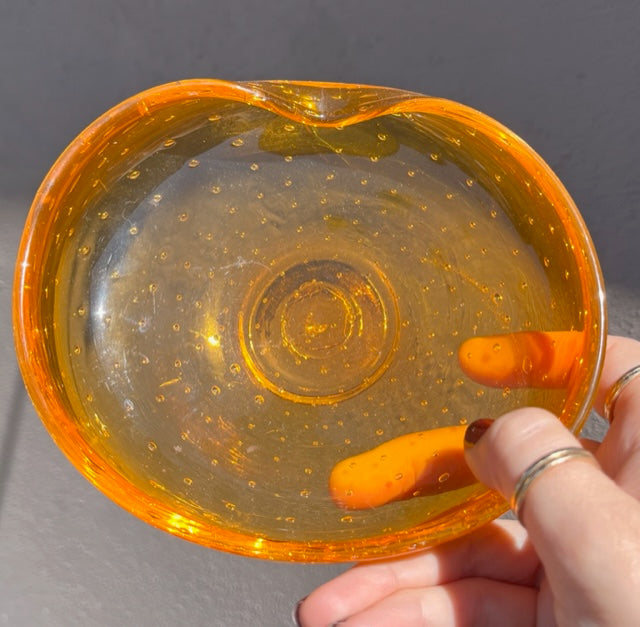 Neon Orange Glass Bubble Cigar Catchall