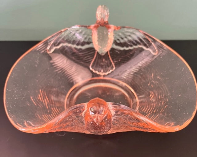 Pink Glass Bird Catchall