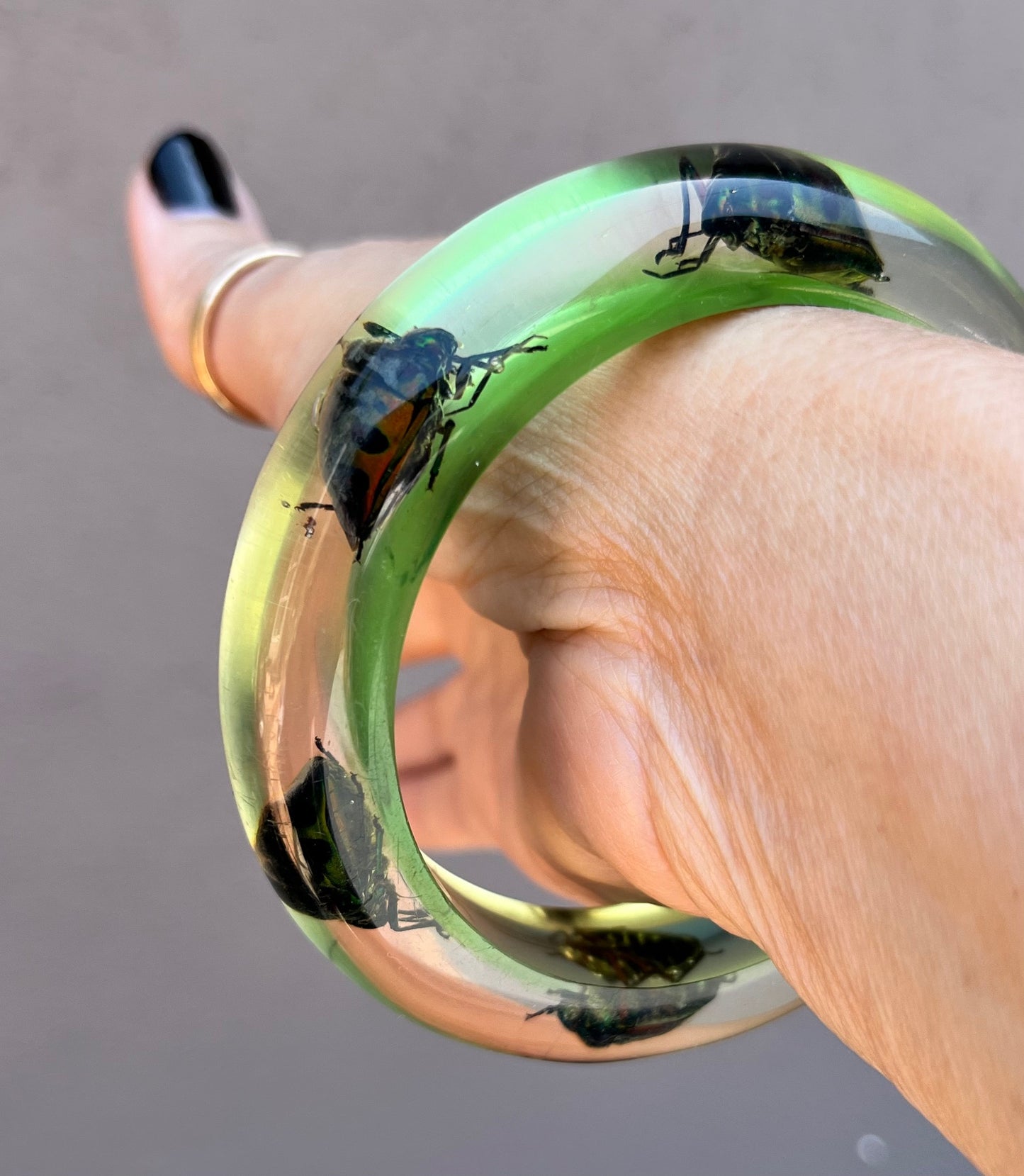 Vintage Jewel Beetle Lucite Bangle