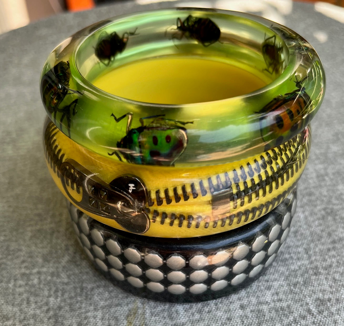 Vintage Jewel Beetle Lucite Bangle