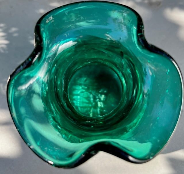 Vintage Emerald Green Crackle Bud Vase