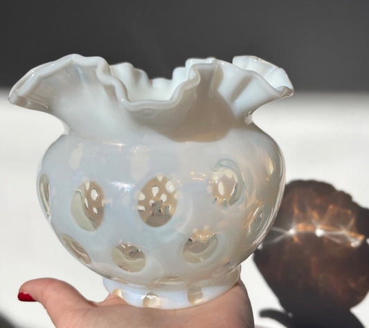 Opalescent  Polka Dot Vintage Glass Vase