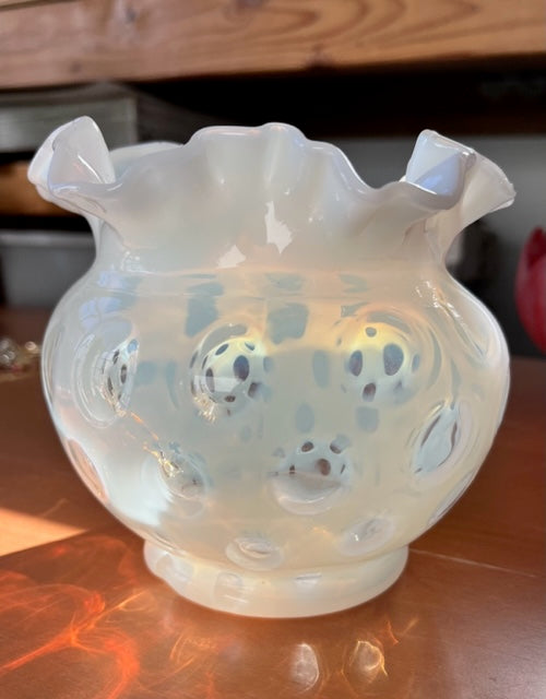 Opalescent  Polka Dot Vintage Glass Vase
